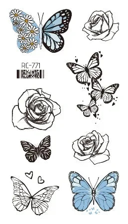 Dark Butterfly Sexy Waterproof Temporary Tattoo Sticker India Women Back Waist Flash Tatoo Girl Body Art Fake Tattoos Realistic