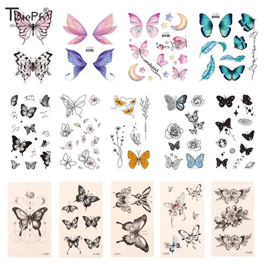 1 sheet  Tatoo 3D Girl Women Waterproof Black Butterfly Temporary Tattoo Sticker Body Art Fake Tatto Flash Wrist