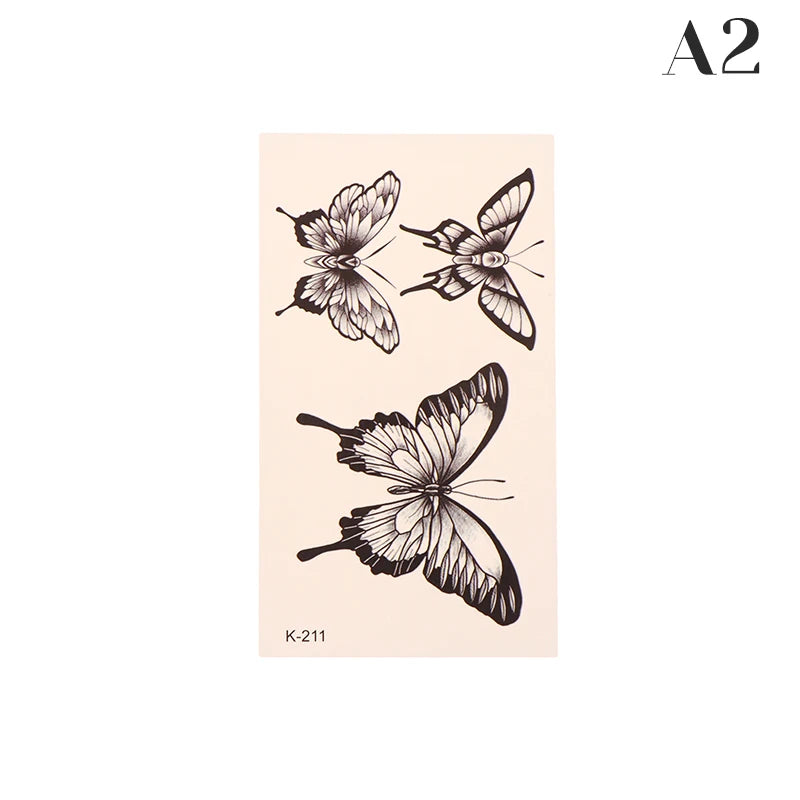 1 sheet  Tatoo 3D Girl Women Waterproof Black Butterfly Temporary Tattoo Sticker Body Art Fake Tatto Flash Wrist