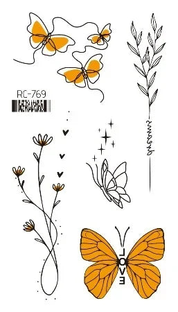 Dark Butterfly Sexy Waterproof Temporary Tattoo Sticker India Women Back Waist Flash Tatoo Girl Body Art Fake Tattoos Realistic