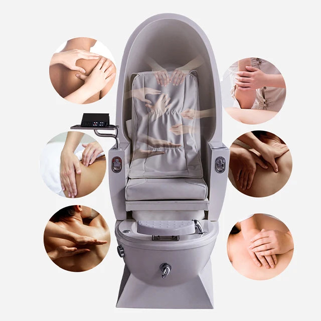 New European-style luxury spa pedicure beauty salon beige reclining massage foot spa waterless pedicure chair