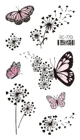 Dark Butterfly Sexy Waterproof Temporary Tattoo Sticker India Women Back Waist Flash Tatoo Girl Body Art Fake Tattoos Realistic