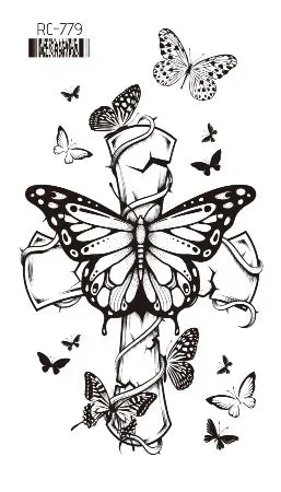 Dark Butterfly Sexy Waterproof Temporary Tattoo Sticker India Women Back Waist Flash Tatoo Girl Body Art Fake Tattoos Realistic