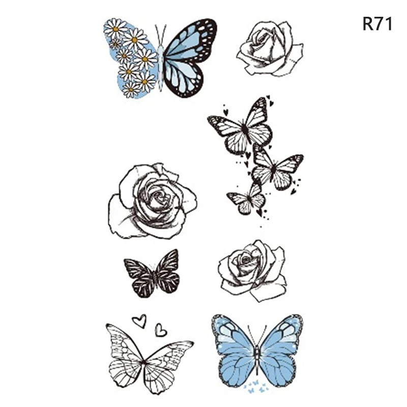 1 sheet  Tatoo 3D Girl Women Waterproof Black Butterfly Temporary Tattoo Sticker Body Art Fake Tatto Flash Wrist