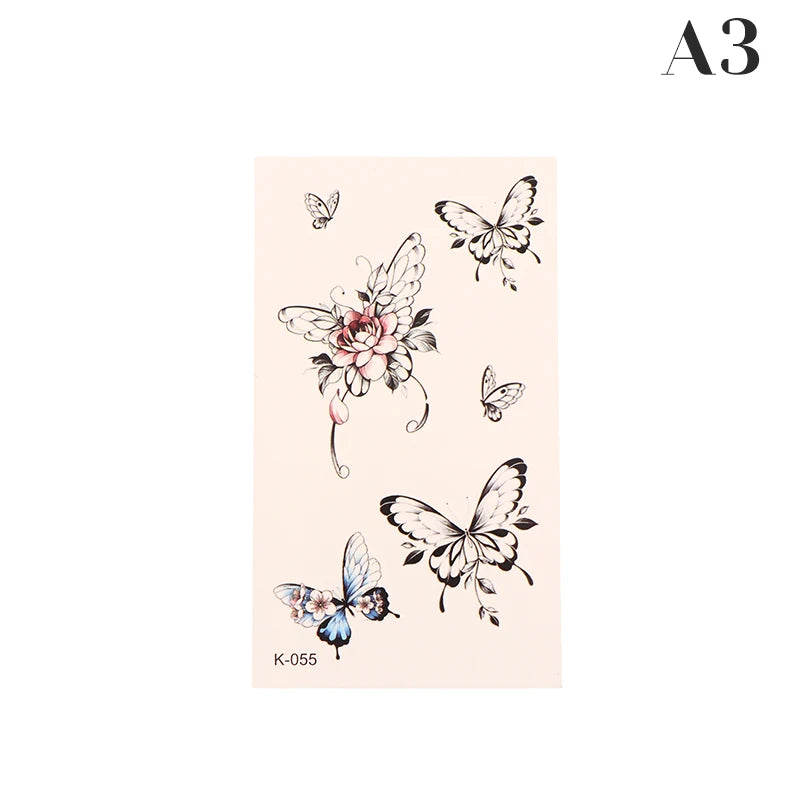 1 sheet  Tatoo 3D Girl Women Waterproof Black Butterfly Temporary Tattoo Sticker Body Art Fake Tatto Flash Wrist