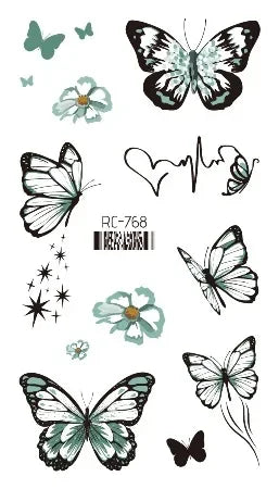 Dark Butterfly Sexy Waterproof Temporary Tattoo Sticker India Women Back Waist Flash Tatoo Girl Body Art Fake Tattoos Realistic