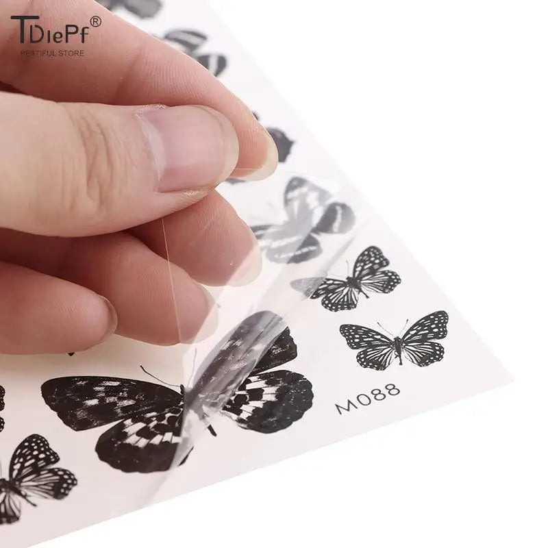 1 sheet  Tatoo 3D Girl Women Waterproof Black Butterfly Temporary Tattoo Sticker Body Art Fake Tatto Flash Wrist