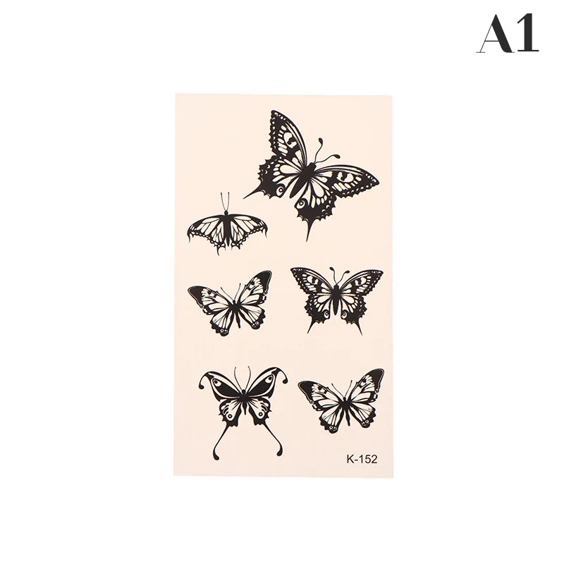 1 sheet  Tatoo 3D Girl Women Waterproof Black Butterfly Temporary Tattoo Sticker Body Art Fake Tatto Flash Wrist