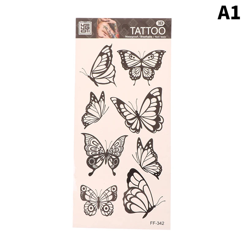 1 sheet  Tatoo 3D Girl Women Waterproof Black Butterfly Temporary Tattoo Sticker Body Art Fake Tatto Flash Wrist