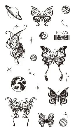 Dark Butterfly Sexy Waterproof Temporary Tattoo Sticker India Women Back Waist Flash Tatoo Girl Body Art Fake Tattoos Realistic