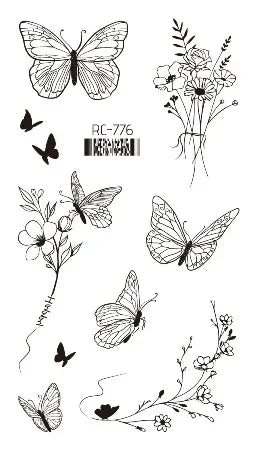 Dark Butterfly Sexy Waterproof Temporary Tattoo Sticker India Women Back Waist Flash Tatoo Girl Body Art Fake Tattoos Realistic