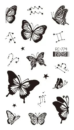 Dark Butterfly Sexy Waterproof Temporary Tattoo Sticker India Women Back Waist Flash Tatoo Girl Body Art Fake Tattoos Realistic