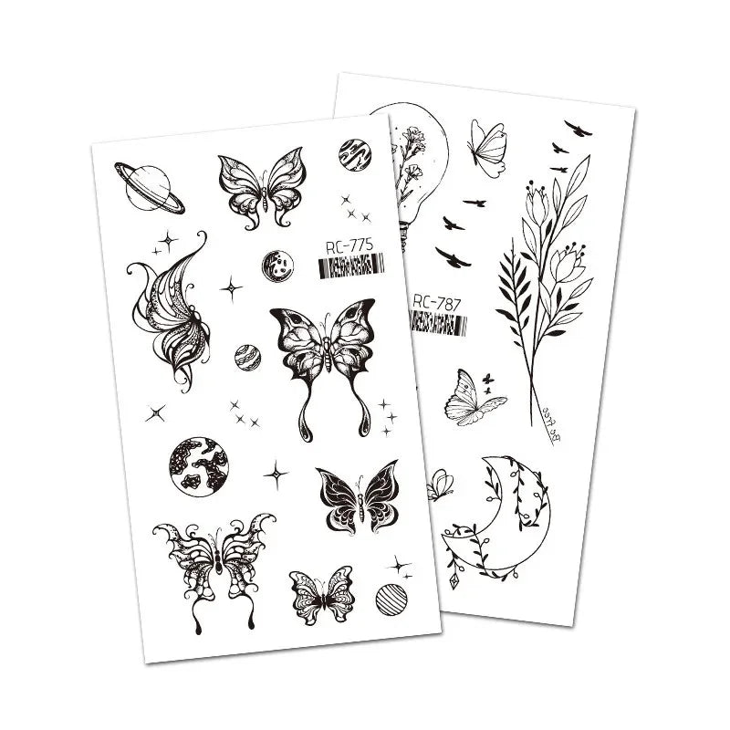 Dark Butterfly Sexy Waterproof Temporary Tattoo Sticker India Women Back Waist Flash Tatoo Girl Body Art Fake Tattoos Realistic