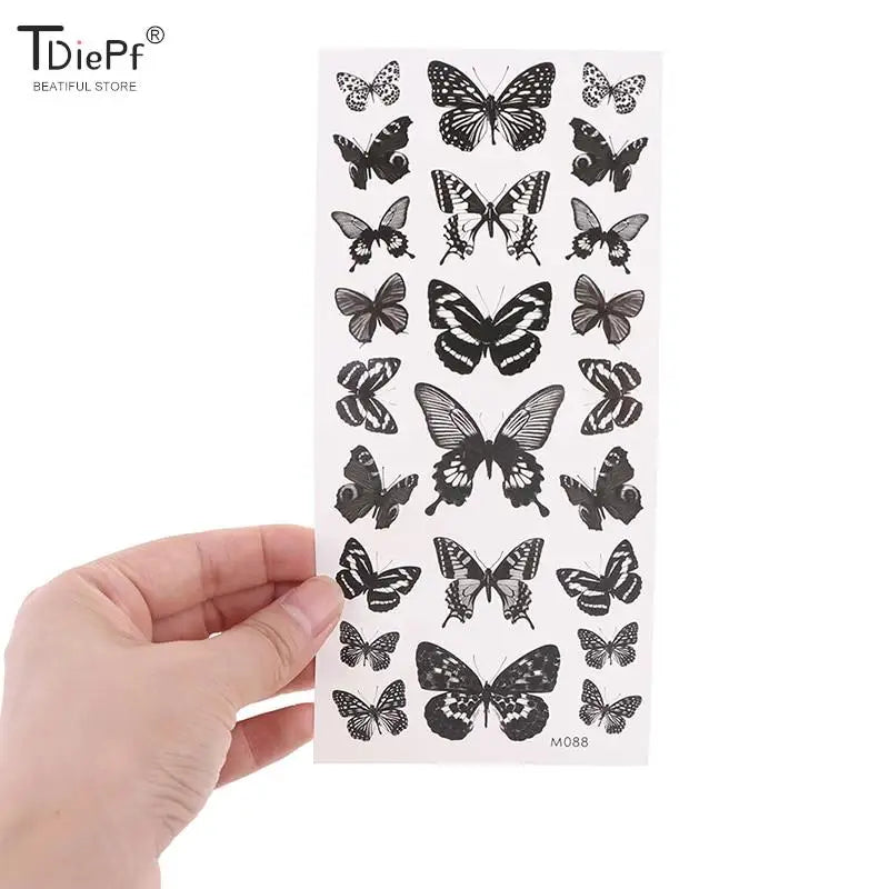 1 sheet  Tatoo 3D Girl Women Waterproof Black Butterfly Temporary Tattoo Sticker Body Art Fake Tatto Flash Wrist