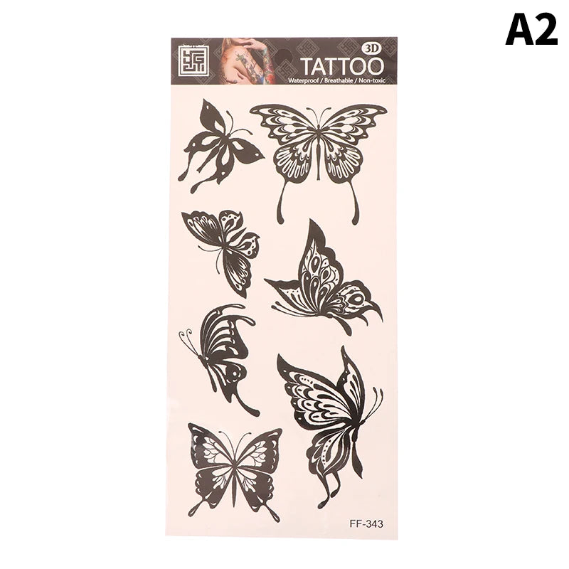 1 sheet  Tatoo 3D Girl Women Waterproof Black Butterfly Temporary Tattoo Sticker Body Art Fake Tatto Flash Wrist