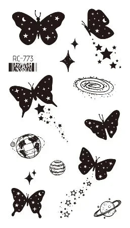 Dark Butterfly Sexy Waterproof Temporary Tattoo Sticker India Women Back Waist Flash Tatoo Girl Body Art Fake Tattoos Realistic