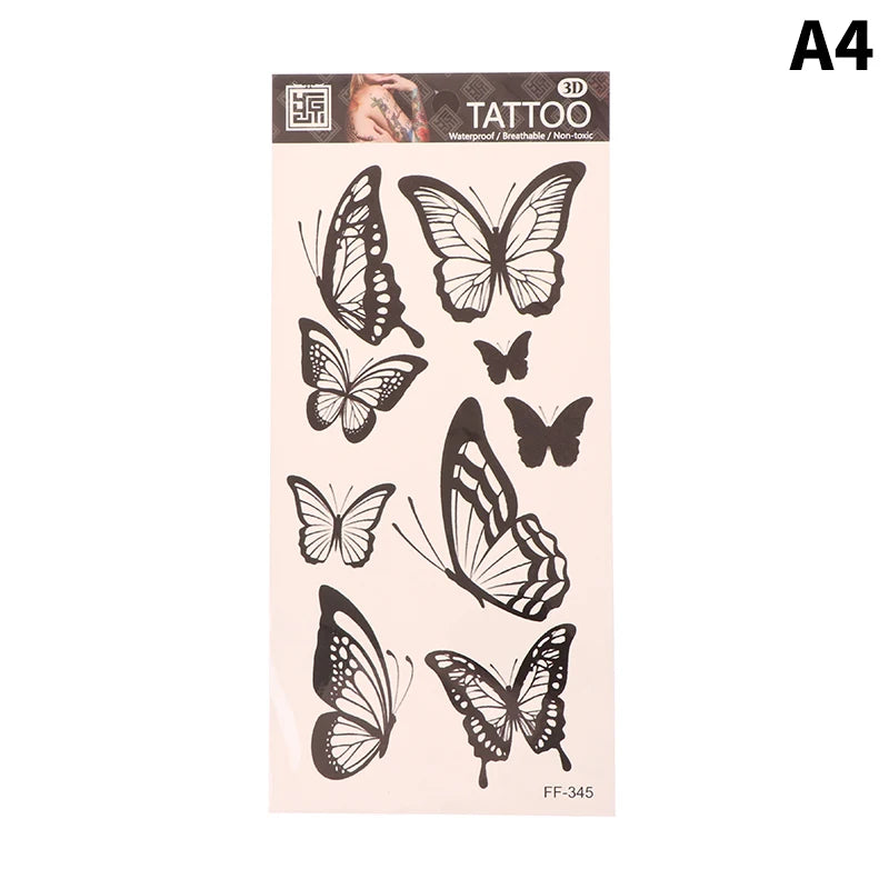 1 sheet  Tatoo 3D Girl Women Waterproof Black Butterfly Temporary Tattoo Sticker Body Art Fake Tatto Flash Wrist