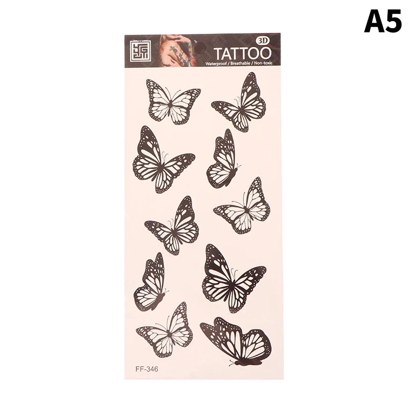 1 sheet  Tatoo 3D Girl Women Waterproof Black Butterfly Temporary Tattoo Sticker Body Art Fake Tatto Flash Wrist