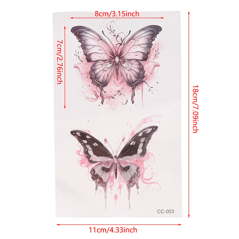 1 sheet  Tatoo 3D Girl Women Waterproof Black Butterfly Temporary Tattoo Sticker Body Art Fake Tatto Flash Wrist