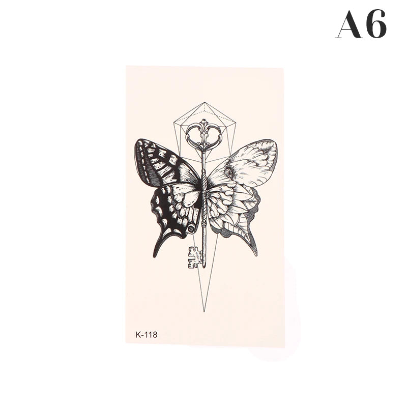 1 sheet  Tatoo 3D Girl Women Waterproof Black Butterfly Temporary Tattoo Sticker Body Art Fake Tatto Flash Wrist