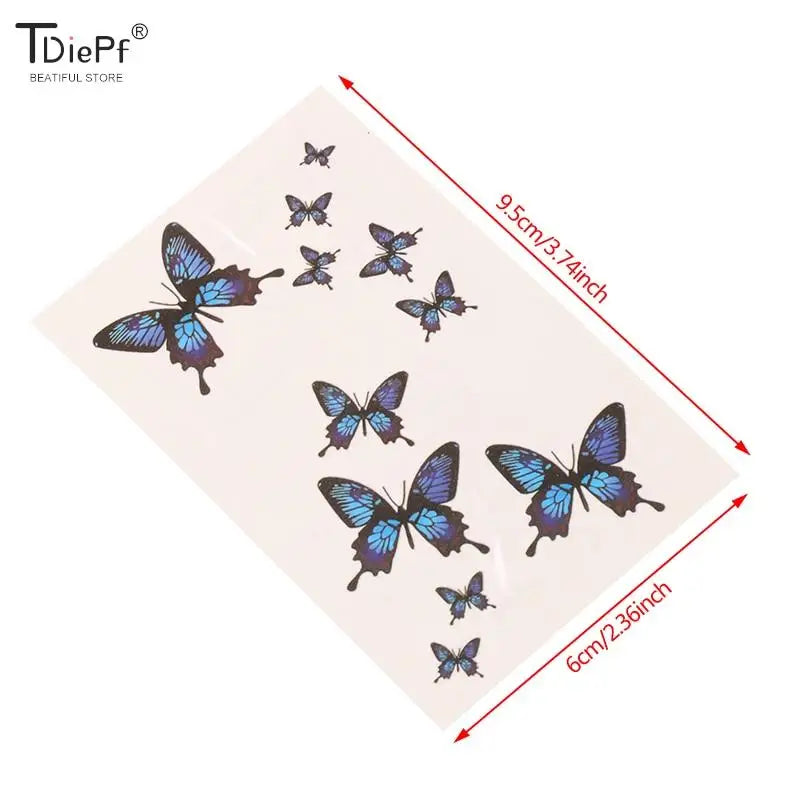 1 sheet  Tatoo 3D Girl Women Waterproof Black Butterfly Temporary Tattoo Sticker Body Art Fake Tatto Flash Wrist