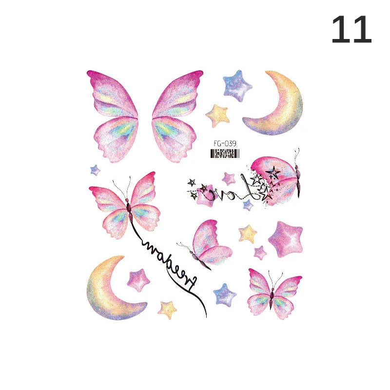 1 sheet  Tatoo 3D Girl Women Waterproof Black Butterfly Temporary Tattoo Sticker Body Art Fake Tatto Flash Wrist