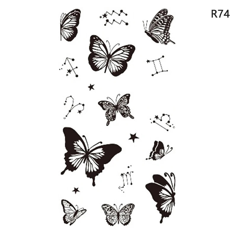 1 sheet  Tatoo 3D Girl Women Waterproof Black Butterfly Temporary Tattoo Sticker Body Art Fake Tatto Flash Wrist