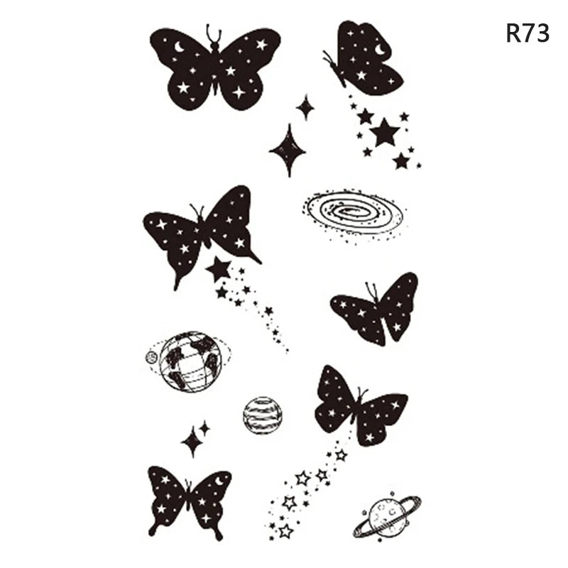 1 sheet  Tatoo 3D Girl Women Waterproof Black Butterfly Temporary Tattoo Sticker Body Art Fake Tatto Flash Wrist