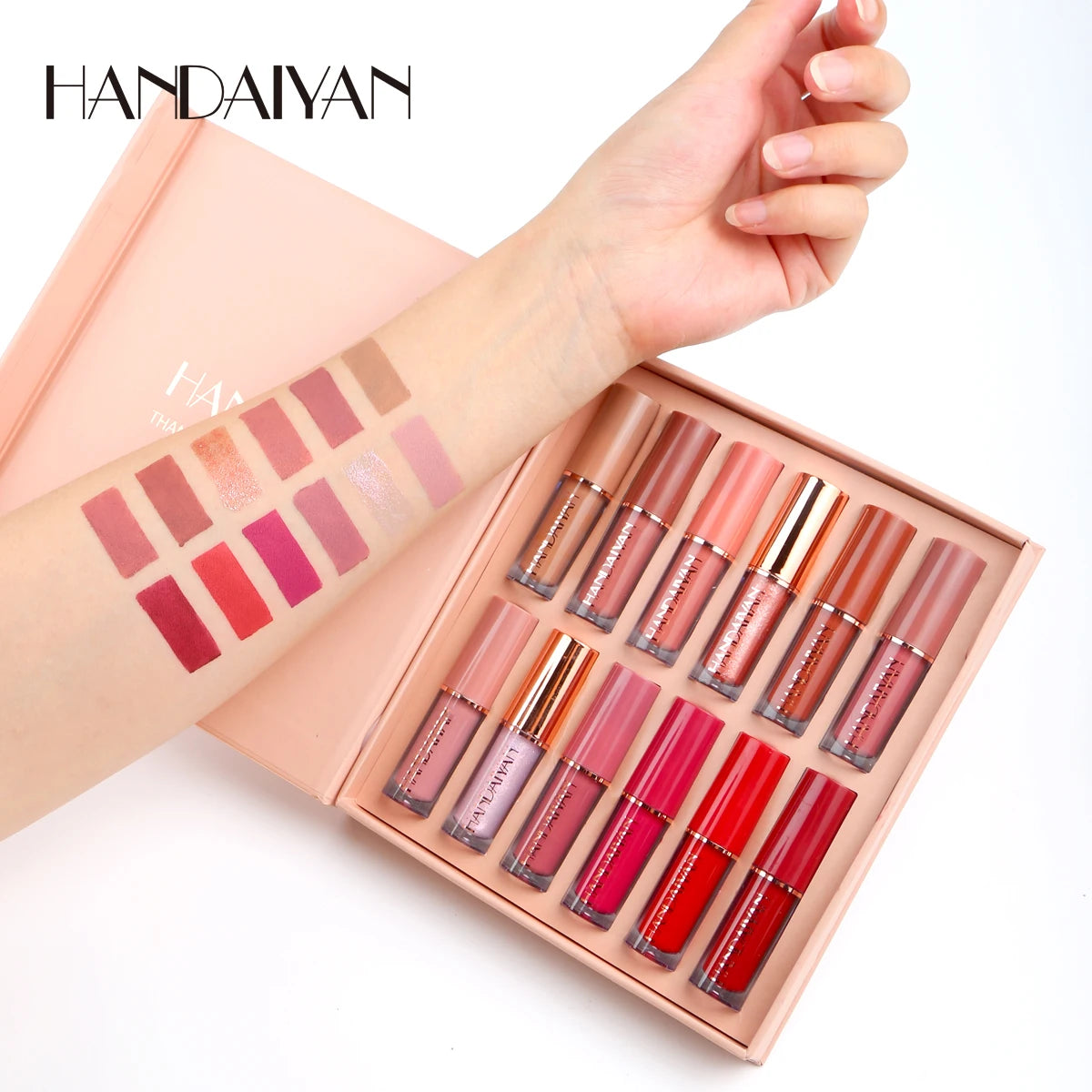 HANDAIYAN 12-Color Velvet Matte Lip Gloss Set - Liquid Lipstick Gift Box Set, Non-Sticky Lip Gloss